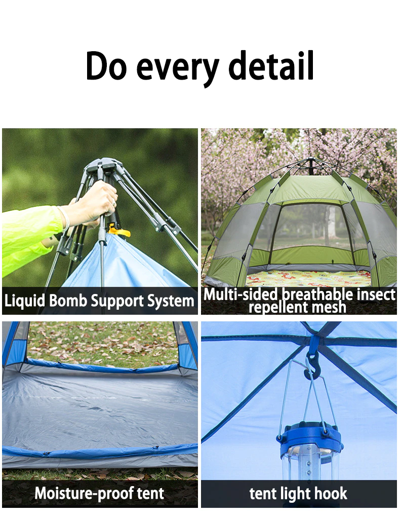Cheap Goat Tents 3 5 Person Camping Tent Outdoor Automatic Speed open Hex Sun Shelter Double Layer Waterproof Equipment For Beach Hiking Fishing   